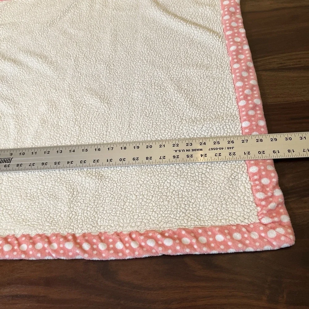 Chick Pea Plush‎ Ribbed Pink Caterpillar Baby Girl Blanket Sherpa Polka Dot Edge
